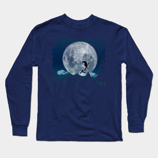 Skiing Freestyle - Blue Moon Long Sleeve T-Shirt by MerlinArt